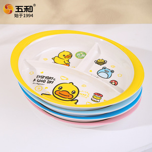 Wuhe Children's Plate 3-Compartment Melamine Dish Cartoon Design For Baby Feeding Age 1-2 Years - Product Image 2