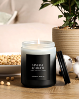 Bougie parfumée au cuir et à la bergamote, notes de vanille, artisanale, pour la décoration de barbier et de studio, commande en gros