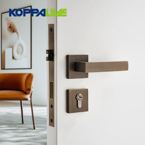 Koppalive Antique Bronze nội thất riêng tư cửa đòn bẩy với khóa cho phòng ngủ và phòng tắm Heavy Duty vuông Giả cửa xử lý - Product Image 2