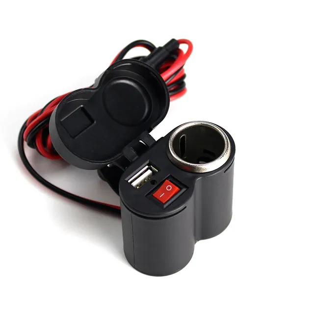 12v Motorcycle Handlebar Usb Charger Waterproof Cigarette Lighter Socket With Switch Car Accessories Motorcycle Charger