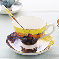 En promotion : Tasse et soucoupe en porcelaine fine, design personnalisé, écologique, 250 ml, ensemble de tasses à café et soucoupes en porcelaine de luxe