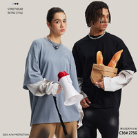 Nouveau T-shirt unisexe à manches longues en coton respirant, style délavé, deux pièces, couleur contrastante, tissé uni