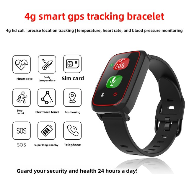 4G SOS Smart GPS Tracking Bracelet Heart Rate Smart Watch for Old People Watch for Senior Fall Alarm Parents Gift