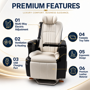 Asiento de Capitán para Van MPV de Lujo CARRIDE con Ajuste Eléctrico, Ventilación, Calefacción y Puerto USB - Product Image 3