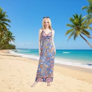 Abito Maxi Dolado con Spalline Sottili, Stampa Floreale, Vestibilità Ampia, Estivo, Casual, in Viscosa e Poliestere Traspirante per Donna - Product Image 2