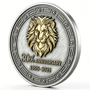 Moneda Conmemorativa Personalizada de Aleación de Zinc 3D con Cabeza de León, Fundida a Presión, para el 30.º Aniversario del Día Nacional y Navidad - Product Image 2
