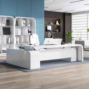 Escritorio Ejecutivo Ekintop 1600x1600x750mm Blanco Moderno para Oficina, para Gerente, Uso Individual - Product Image 1