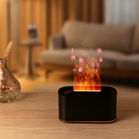 Diffuseur d'arômes à effet flamme grain de bois, humidificateur ultrasonique USB, 7 couleurs, effet feu craquelé, purificateur d'air de bureau, cadeau décoratif