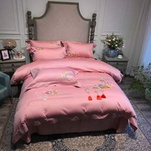 Linge <span class=keywords><strong>de</strong></span> lit en tissu Double antenne, 4 pièces, soie glacée, style européen, housse <span class=keywords><strong>de</strong></span> couette pour sommeil nu, 100 - Product Image 6