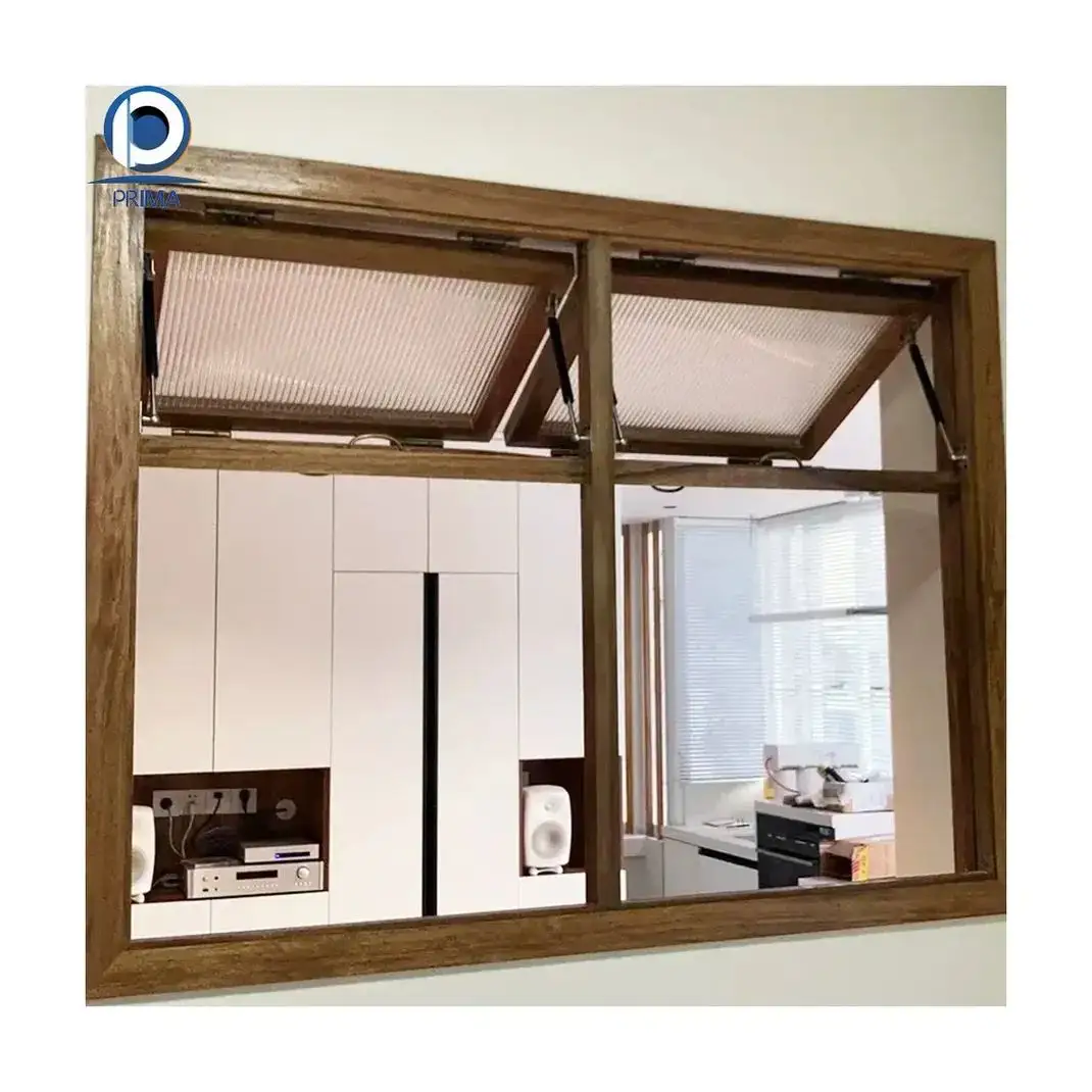 Prima Ventana de madera maciza Diseño moderno de madera Ventanas marrones Diseños de moda