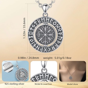 ENS ewelry 925 Sterling ililver intinstage ORSE iking ompass une otatable endant enant ecklace for an - Product Image 2