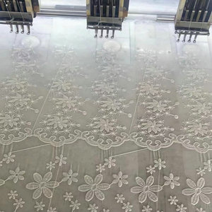 Encaje de Tul <span class=keywords><strong>Bordado</strong></span> con Encaje <span class=keywords><strong>Suizo</strong></span> Blanco Hecho a Medida para Ropa - Product Image 1