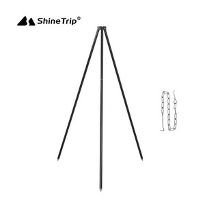 Trépied de camping ShineTrip noir réglable et portable pour cuisinière à bois, équipement de cuisson en plein air - Product Image 4