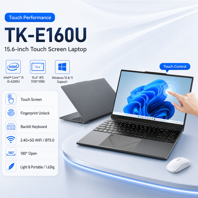 Wholesale OEM 15.6 Inch IPS Touch Screen Intel I5 6200U Cost Effective Student School Portable Lightweight Laptop