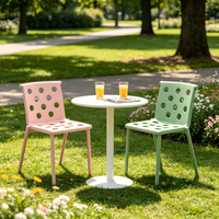 Chaise en plastique avec et sans accoudoirs, minimaliste, multicolore, imperméable, pour extérieur, jardin, patio, café, parc, empilable, creuse