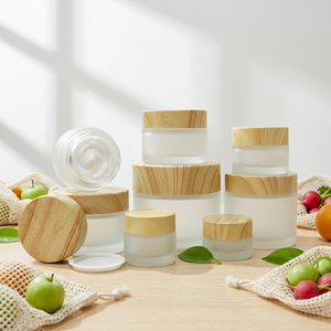 5g 10g 30g 50g 100gWholesale Frosted Glass Cream Jars with Natural <b>Bamboo</b> Lids, Empty Wide Mouth Matte Glass Cosmetic <b>Containers</b> - Product Image 1