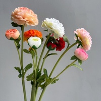 YOPIN-8024 Bunga Peony Barat Sutra Buatan Berkualitas Tinggi 2 Kepala Bunga Lotus Ranunculus untuk Dekorasi Meja