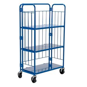 Supermarché au détail livraison Express logistique 3 côtés chariot de stockage galvanisé métal pliable rouleau conteneur - Product Image 1