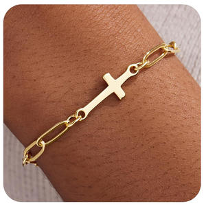 سوار فاليانا الكلاسيكي المقاوم للماء المطلي بالذهب، سلسلة صليب دينية كاثوليكية مسيحية للجنسين - Product Image 3