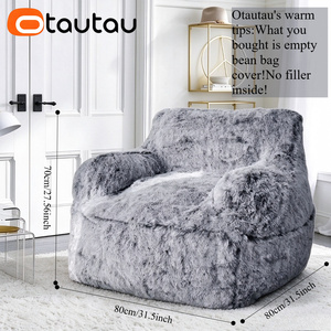 OTAUTAU Copertura per pouf in finta pelliccia soffice SF147 Senza imbottitura interna, è necessario acquistare l'imbottitura separatamente - Product Image 3