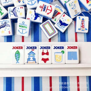 Fichas de mahjong estilo americano en stock, personalizadas con diseños especiales que presentan motivos de vida marina, perfectas para entretenimiento. - Product Image 3