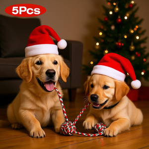 ของเล่นเชือกกัดสำหรับสุนัขคริสต์มาส 5 ชิ้น ของเล่นกัดสำหรับลูกสุนัขขนาดเล็กถึงกลาง ของเล่นกัดสำหรับสัตว์เลี้ยงแบบอินเทอร์แอคทีฟ สำหรับใช้ในบ้าน - Product Image 2