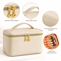 Trousse de Toilette de Voyage Grande Capacité avec Organisateur de Pinceaux et Poignée Supérieure pour Femmes, Personnalisable avec Logo, Vente en Gros