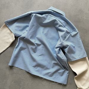 Camiseta de Hombre con Bordado 3D Pesado, Tejidos Mixtos de Algodón, Estilo Holgado, Recortada, de Doble Capa y Mangas Largas - Product Image 4