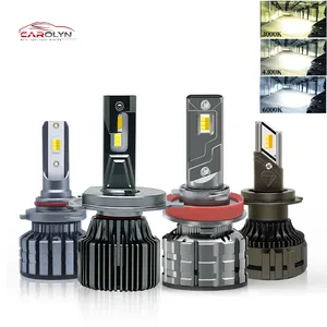 Lampu depan Led 3 warna Super terang, lampu depan tinggi dan rendah, lampu sorot depan Led 3570 CSP Chip Canbus Tri warna