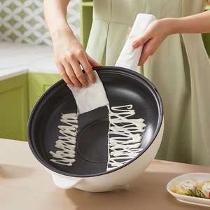 Poêle et <span class=keywords><strong>wok</strong></span> électrique multifonction antiadhésif, capacité 2,1-4 L, couvercle en verre, commande par bouton-poussoir, pour usage domestique et en dortoir - Product Image 2