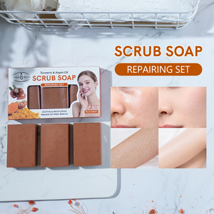 Savon exfoliant à l'huile d'argan biologique, extrait d'huile de curcuma et de noix de coco, hydratant, apaisant, réparateur de la peau, ensemble de savons pour le visage et le corps - Product Image 5