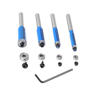 Carbide Tipped Router Bits 1/4 In Shank Straight Cut Woodworking Tools With Blue And Yellow Bearings For Precision Routing - Product Image 3