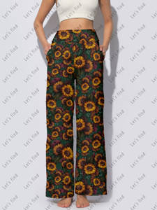 بنطلون نسائي واسع الساق بخصر مرتفع، سروال بالازو مرن وناعم للملابس الكاجوال المخصصة، بنطلون نسائي مصمم حسب الطلب - Product Image 4