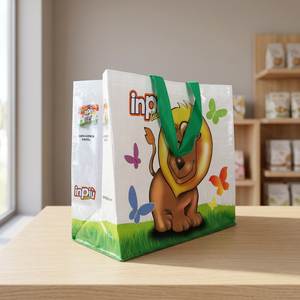 Sacs de courses réutilisables en PP tissé de haute qualité, écologiques, à motif de dessin animé, avec impression laminée, multi-poignées, pour usage quotidien, taille moyenne - Product Image 2