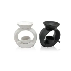 Bianco nero rotondo di lusso in ceramica aroma olio di fragranza melt candela profumo bruciatore cera per candele tealight