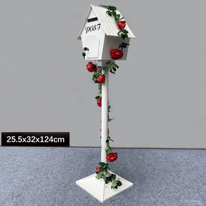 Sculpture de boîte aux lettres en métal peinte vintage |   Boîte aux lettres autoportante colorée de 120 cm avec décor floral |   Boîte à lettres pour accessoires photo de mariage - Product Image 3
