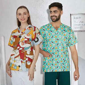 Camiseta Unisex de Manga Corta con Cuello en V y Estampado Creativo de Dibujos Animados, Uniforme para Hospital, Salón de Belleza y Trabajo - Product Image 3
