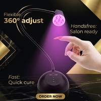 Lampe UV LED portable rechargeable à col de cygne pour le séchage des ongles 365nm 405nm, séchoir à gel pour ongles de bureau à commande tactile, mini polisseuse à ongles LED