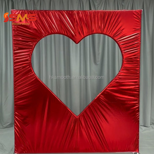 Support de présentation en métal en forme de cœur rouge romantique pour mariage, élégant, vintage, moderne, arche en métal détachable avec tissu pour toile de fond de mariage - Product Image 2