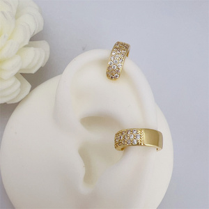 Orecchini a Clip Classici, Semplici e alla Moda in Rame Placcato Oro 18K con Zirconi, Disponibili in Diversi Stili - Product Image 3