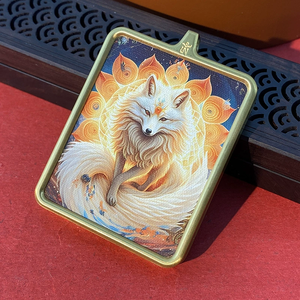 จี้สแตนเลสรูปจิ้งจอกเก้าหางแบบไทย สร้อยคอแบบโซ่สำหรับเสื้อสเวตเตอร์ สร้อยคอแบบทังก้า กันน้ำ กล่องกาวู - Product Image 3