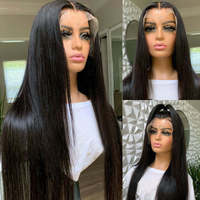 Perruque Lace Front 13x6 en Cheveux Humains Indiens Bruts Lisses Double Drawn Sans Colle avec Dentelle Transparente Haute Qualité