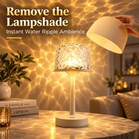 Lampe de table à effet d'ondulation d'eau à 16 couleurs changeantes avec télécommande, veilleuse LED rechargeable pour chambre à coucher, décoration d'ambiance de chevet