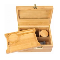Boîte de rangement en bambou avec serrure à combinaison, plateau en bambou, boîtes de rangement multi-tiroirs, boîte à bijoux personnalisée pour fumeurs