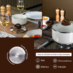 High Quality Modern Ceramic Coated Pots&<b>Pans</b> Glass <b>Lids</b> Soft touch Handles Non Stick 9-Piece Aluminium Cookware Set - Product Image 4