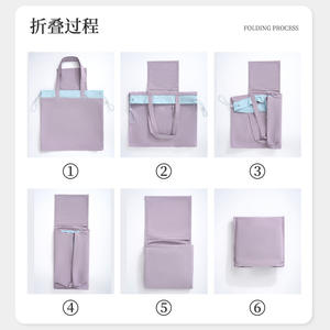 เบลล์แอนด์เลิฟกระเป๋าช้อปปิ้งแบบมีเชือกรูดพับได้ กระเป๋าสะพายไหล่ความจุขนาดใหญ่ สีทึบ ใช้สำหรับซื้อของชำ ซูเปอร์มาร์เก็ต ปิกนิก - Product Image 5