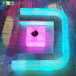 Canapé de luxe 4 places en forme de I, éclairé par Led, pour Restaurant (Sf201) - Product Image 5