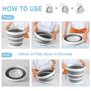 Nhà Máy Cắm Trại Xe Silicon Có Thể Gập Lại Xô Câu Cá Gấp Nước Xô 3L/5L/10L Ngoài Trời Đóng Mở giẻ lau sàn xô - Product Image 3