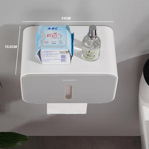 Porte-papier toilette mural Ecoco, rectangulaire, sans perçage, étanche, boîte de rangement pour salle de bain - Product Image 4