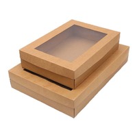 Boîte à gâteau de thé de l'après-midi personnalisée, style couvercle et base jetables, en carton ondulé rectangulaire avec fenêtre, très tendance